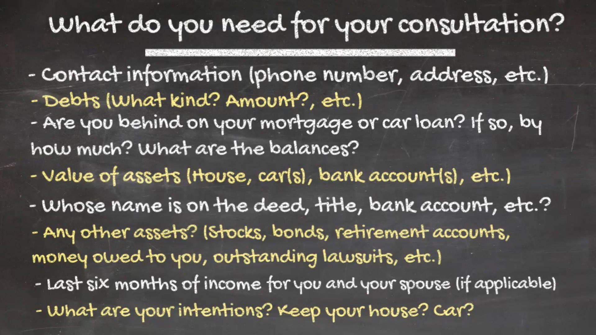 Image: What information is needed for your free bankruptcy consultation?