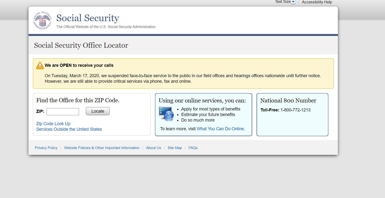 Image: Using the Social Security Office Locator to find your local Social Security office.