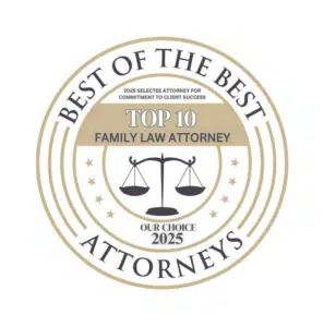 Top 10 family law attorney 2025 badge