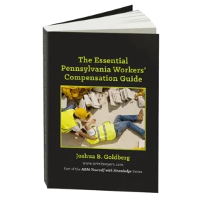 Image: "The Essential Pennsylvania Workers' Compensation Guide" by Joshua B. Goldberg, Esq. In this guide Attorney Goldberg discusses workers compensation in detail including FMLA vs workers compensation.